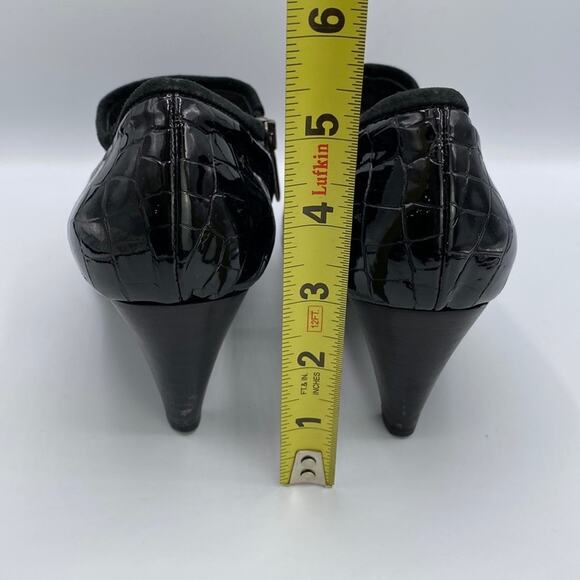 Aquatalia by Marvin K. Black Patent Leather Croc Embossed Side Zip Ankle Boots 8 - Picture 7 of 13